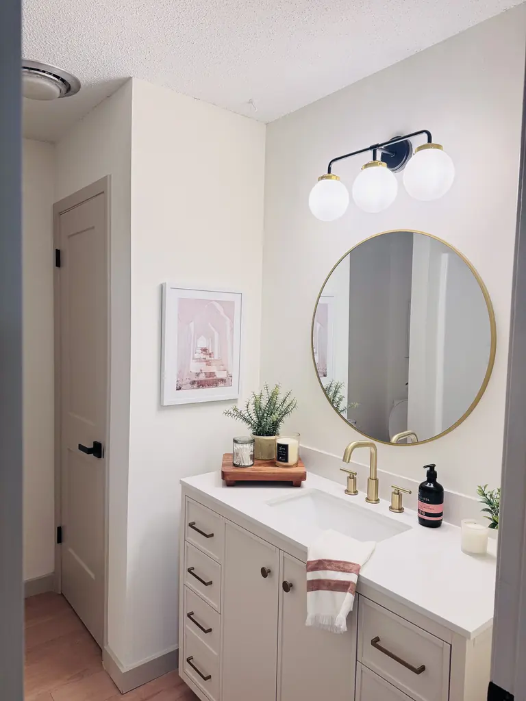 Bathroom vanity wall painted white