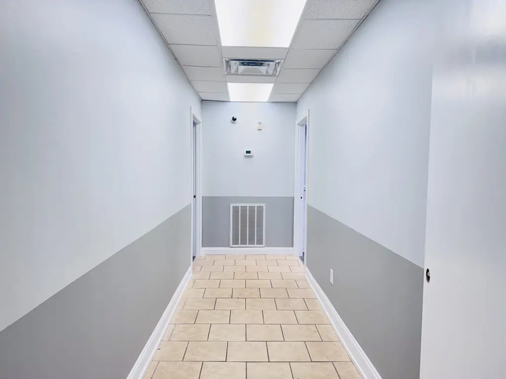 Commercial corridor painted