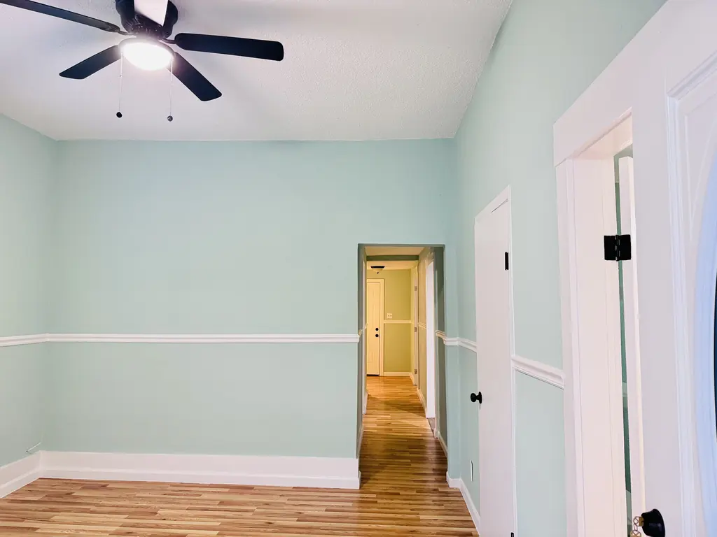 Bedroom painted mint green